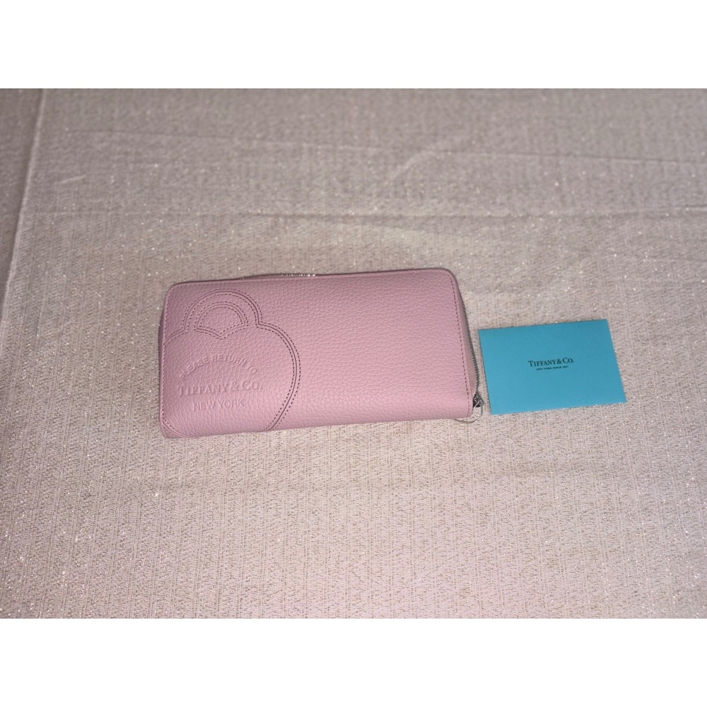 Tiffany &‎ Co Zip Around Wallet OS Pink New Grained Leather Return to Tiffany